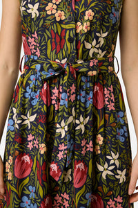 Princess Highway - Mira Native Flora Midi Dress - navy