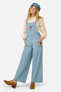 Princess Highway - Native Flora Embroidered Overall - light-denim