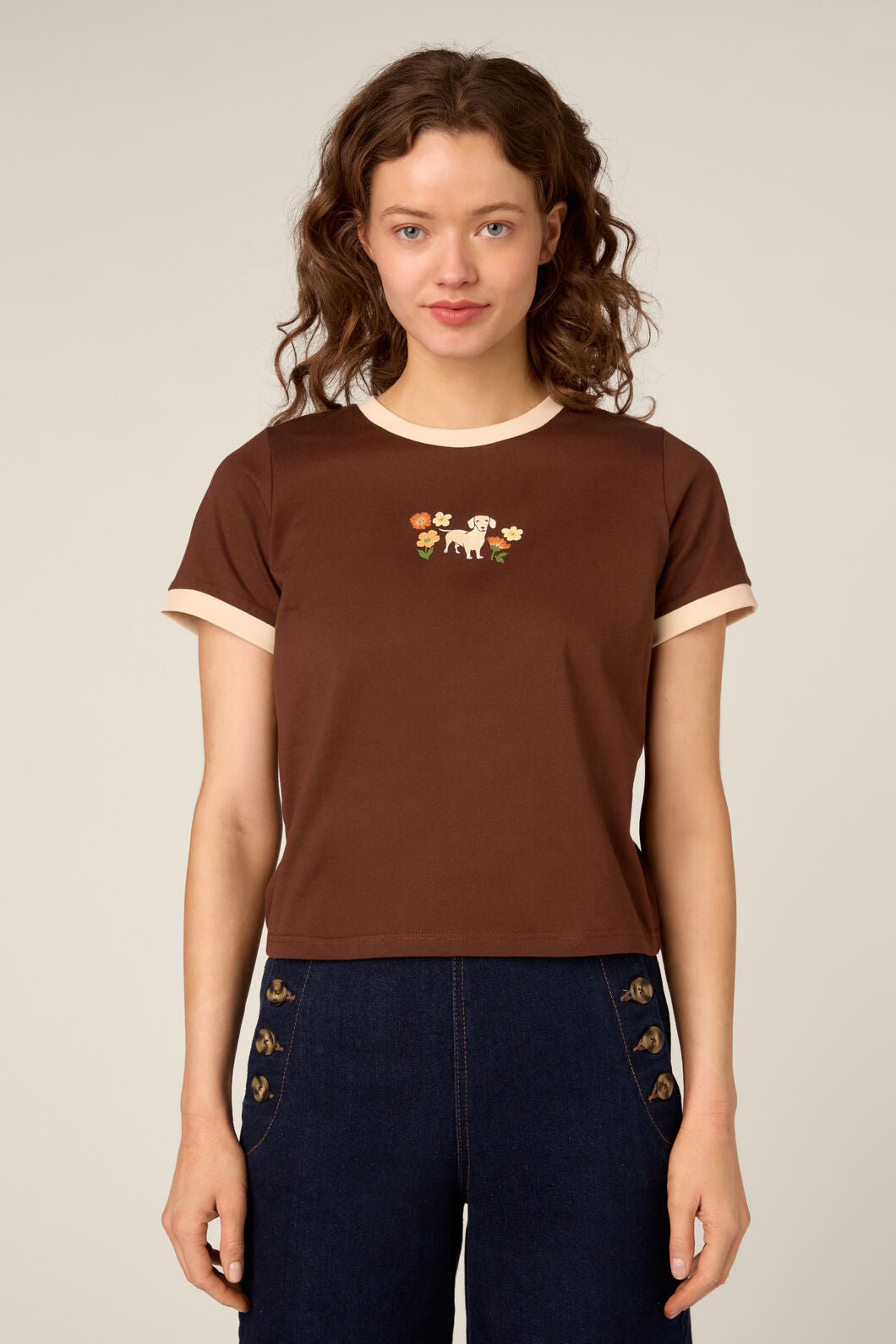 Princess Highway - Sweet Dog Printed Tee - chocolate