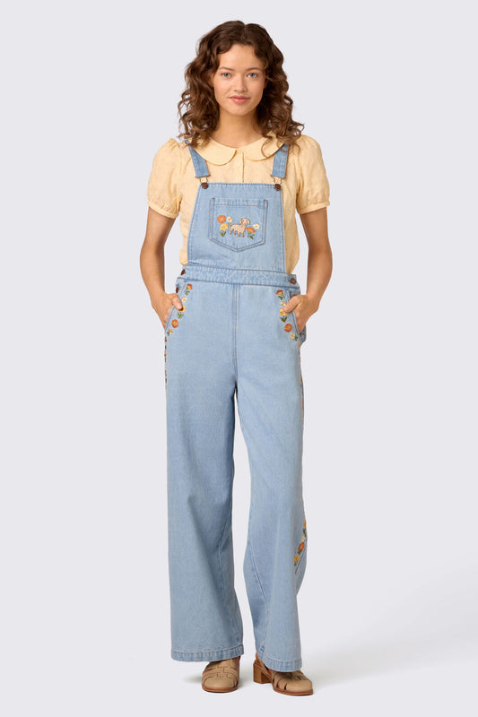 Princess Highway - Sweet Dog Embroidered Overall - blue-denim