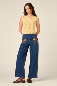 Princess Highway - Gumnut Flora Embroidered Jean - blue-denim