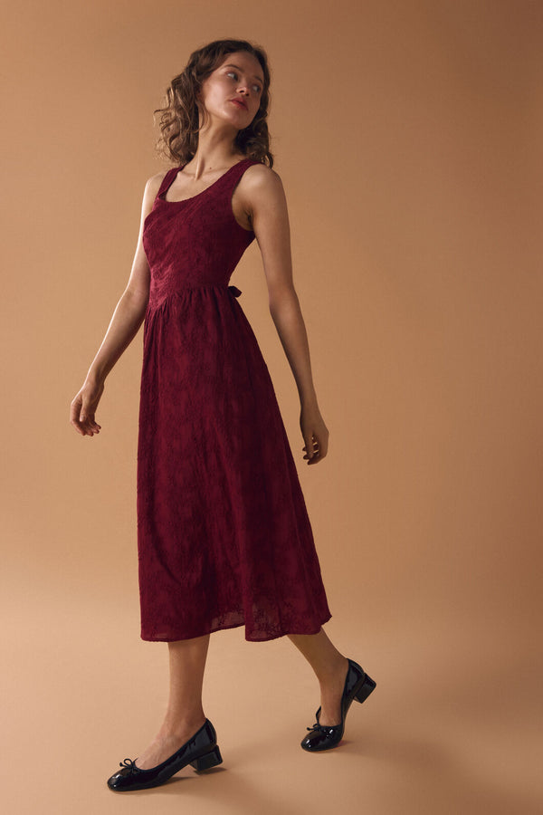 Princess Highway - Bethany Broderie Midi Dress - red