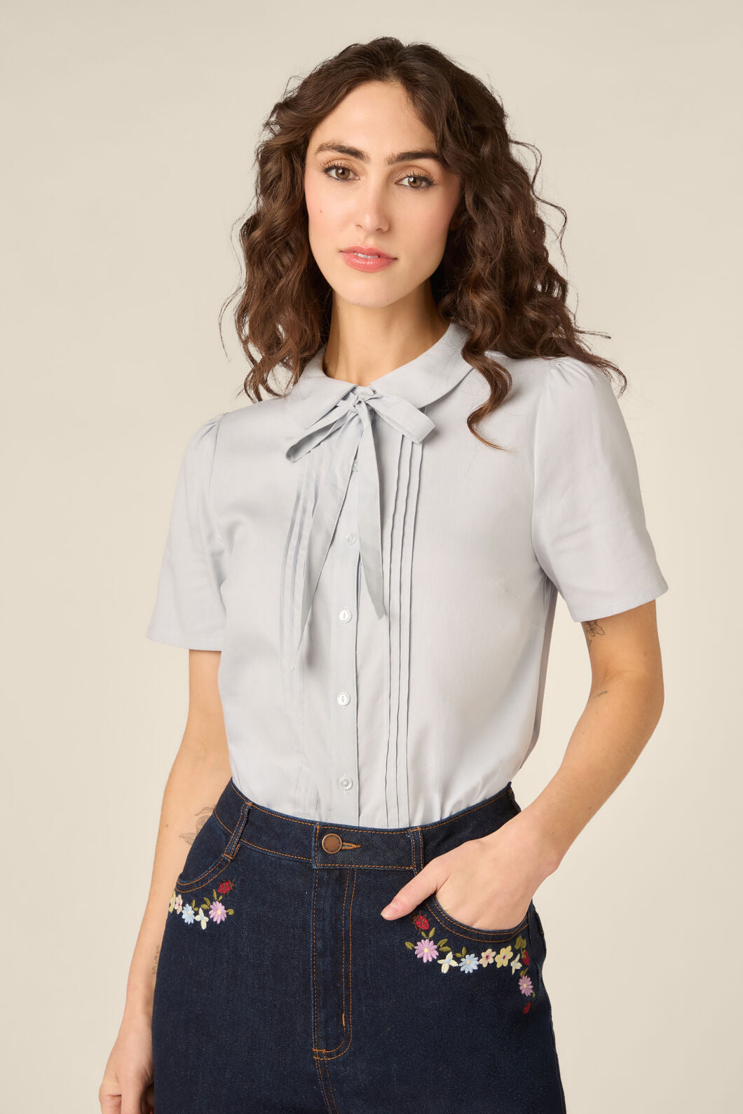 Princess Highway - Lizzy Short Sleeve Blouse - blue