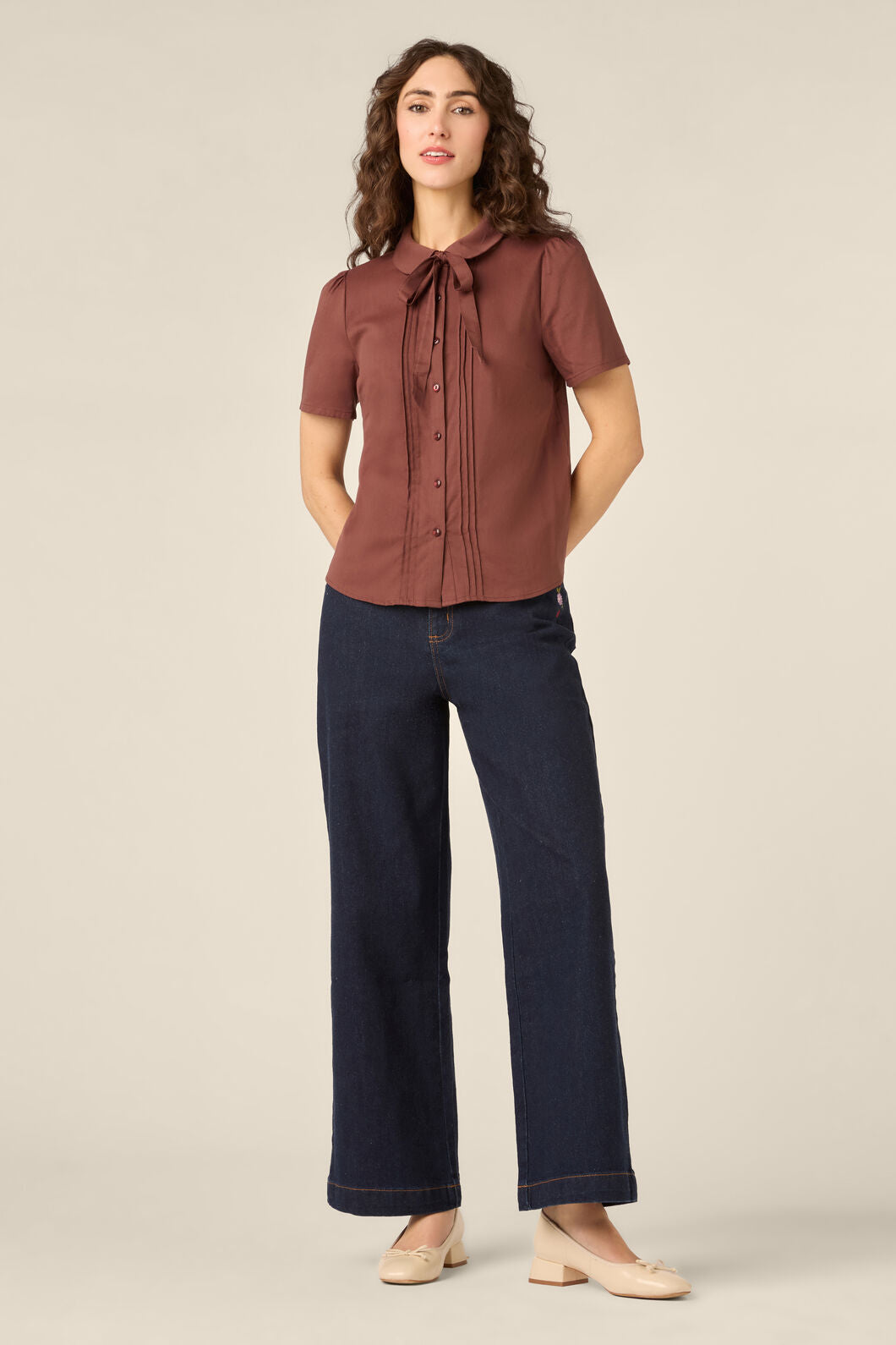Princess Highway - Lizzy Short Sleeve Blouse - chocolate
