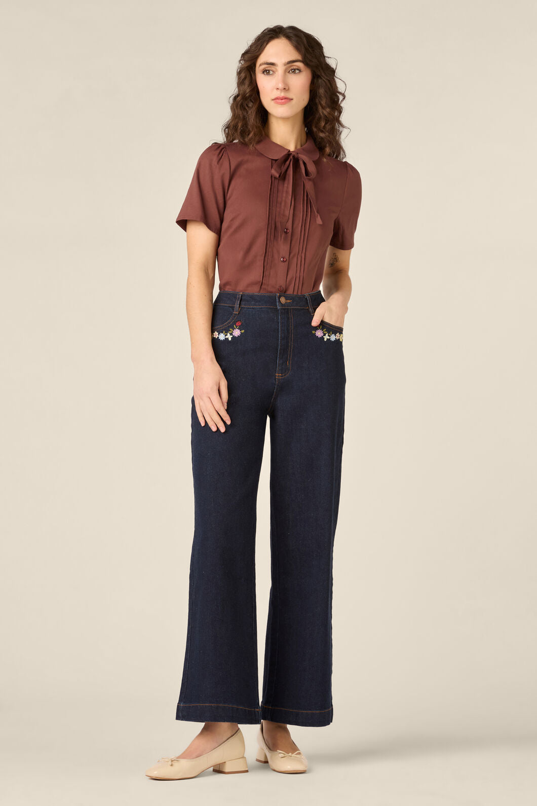 Princess Highway - Lizzy Short Sleeve Blouse - chocolate