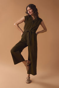 Princess Highway - Emma Contrast Stitch Jumpsuit - olive