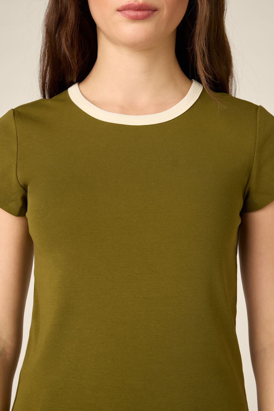 Princess Highway - Jodie Contrast Bind Ringer Tee - olive