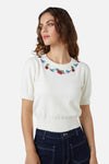 Princess Highway - Berry Sweet Emb Knit Top - cream