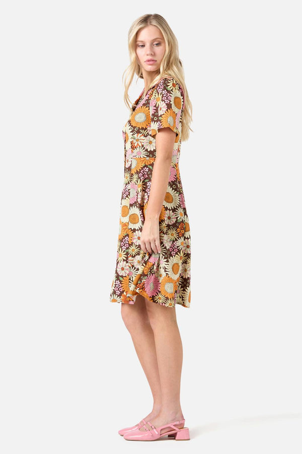 Princess Highway - Viva Floral Shirt Dress - chocolate
