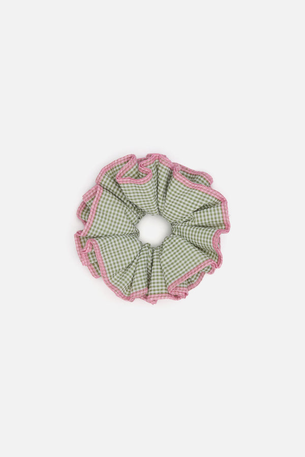 Princess Highway - Green Gingham Scrunchie - green