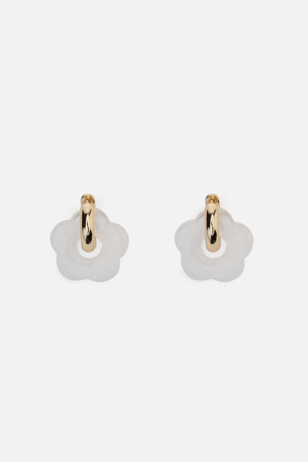 Princess Highway - White Hoop Daisy Earrings - white