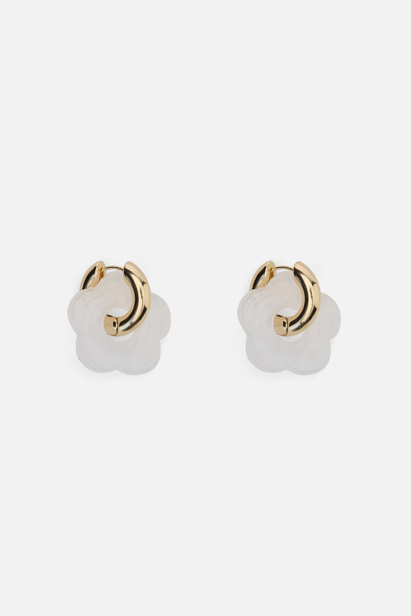 Princess Highway - White Hoop Daisy Earrings - white