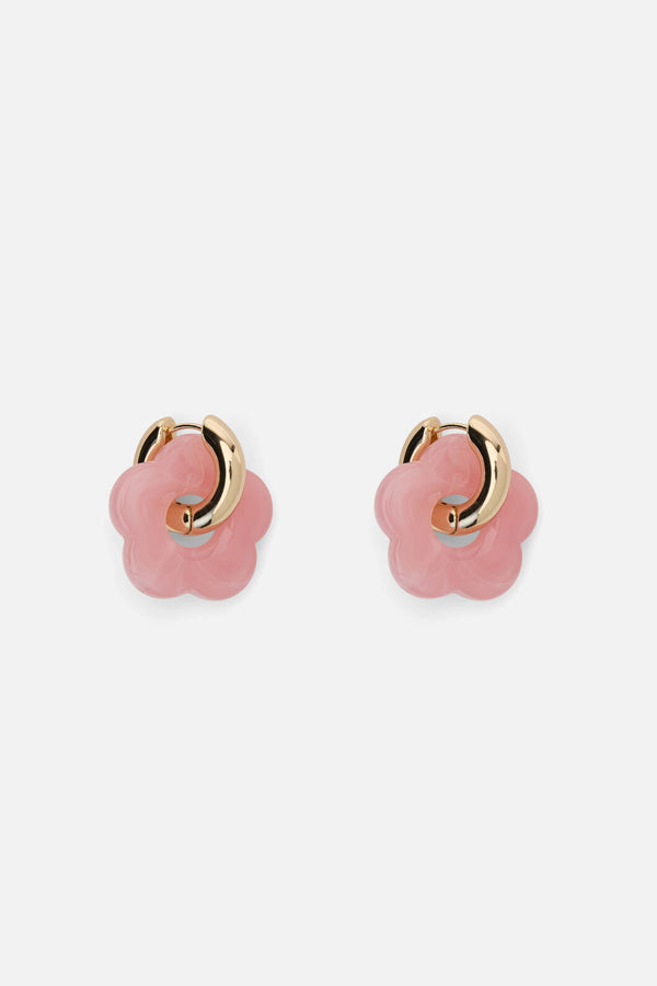 Princess Highway - Pink Hoop Daisy Earrings - pink