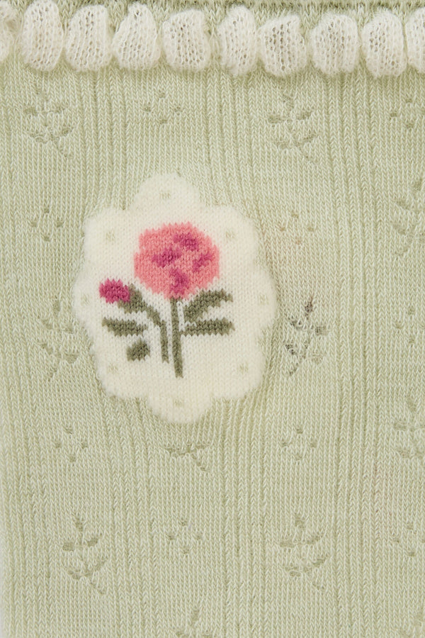 Princess Highway - Pointelle and Floral Socks - sage