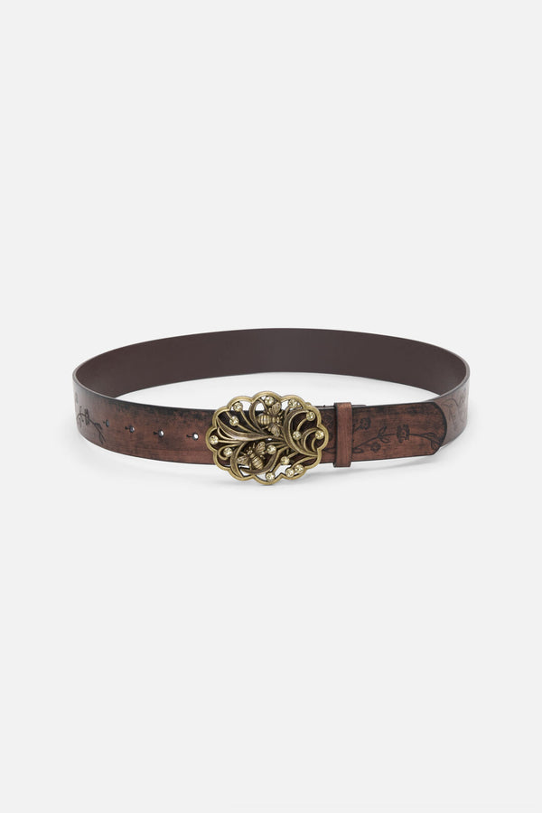 Princess Highway - Bee Buckle Embossed Belt - chocolate