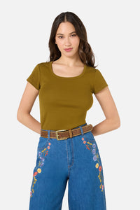 Princess Highway - Embossed Stud Belt - tan