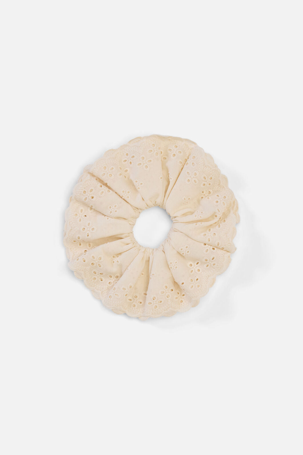 Princess Highway - Broderie AnglaiseWideScrunchie - cream