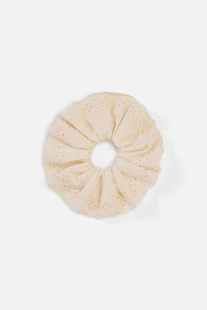 Princess Highway - Broderie AnglaiseWideScrunchie - cream