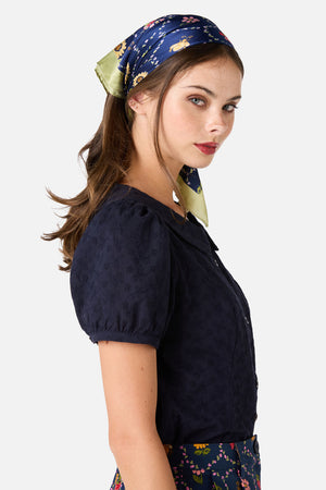 Princess Highway - Honey Bee Satin Scarf - navy