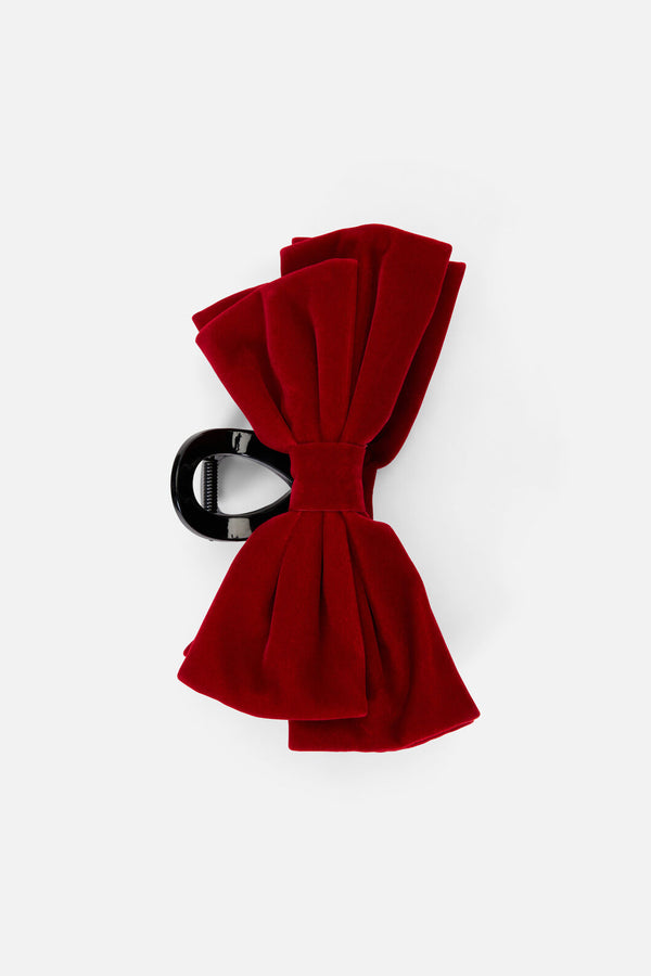 Princess Highway - Dark Red Velvet Claw Clip - dark-red