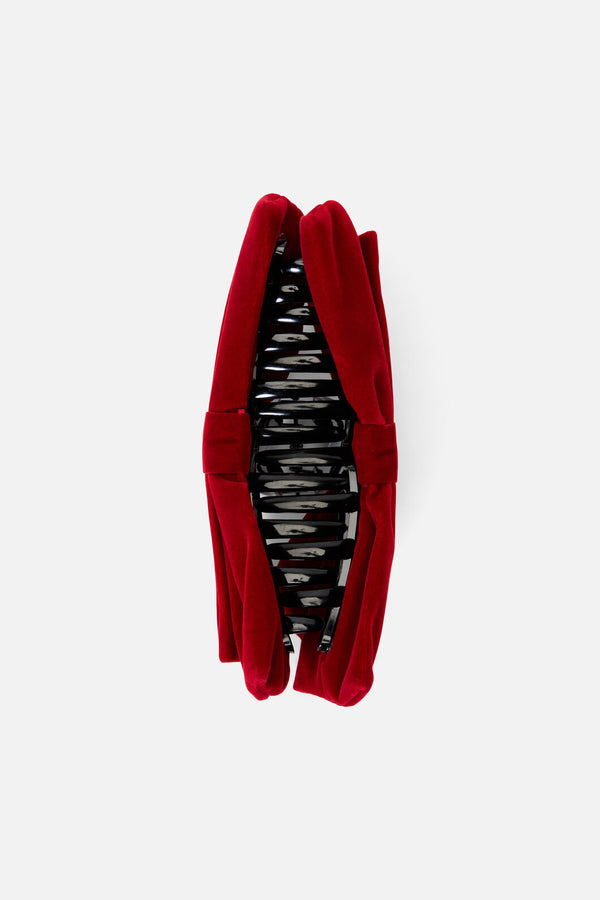 Princess Highway - Dark Red Velvet Claw Clip - dark-red