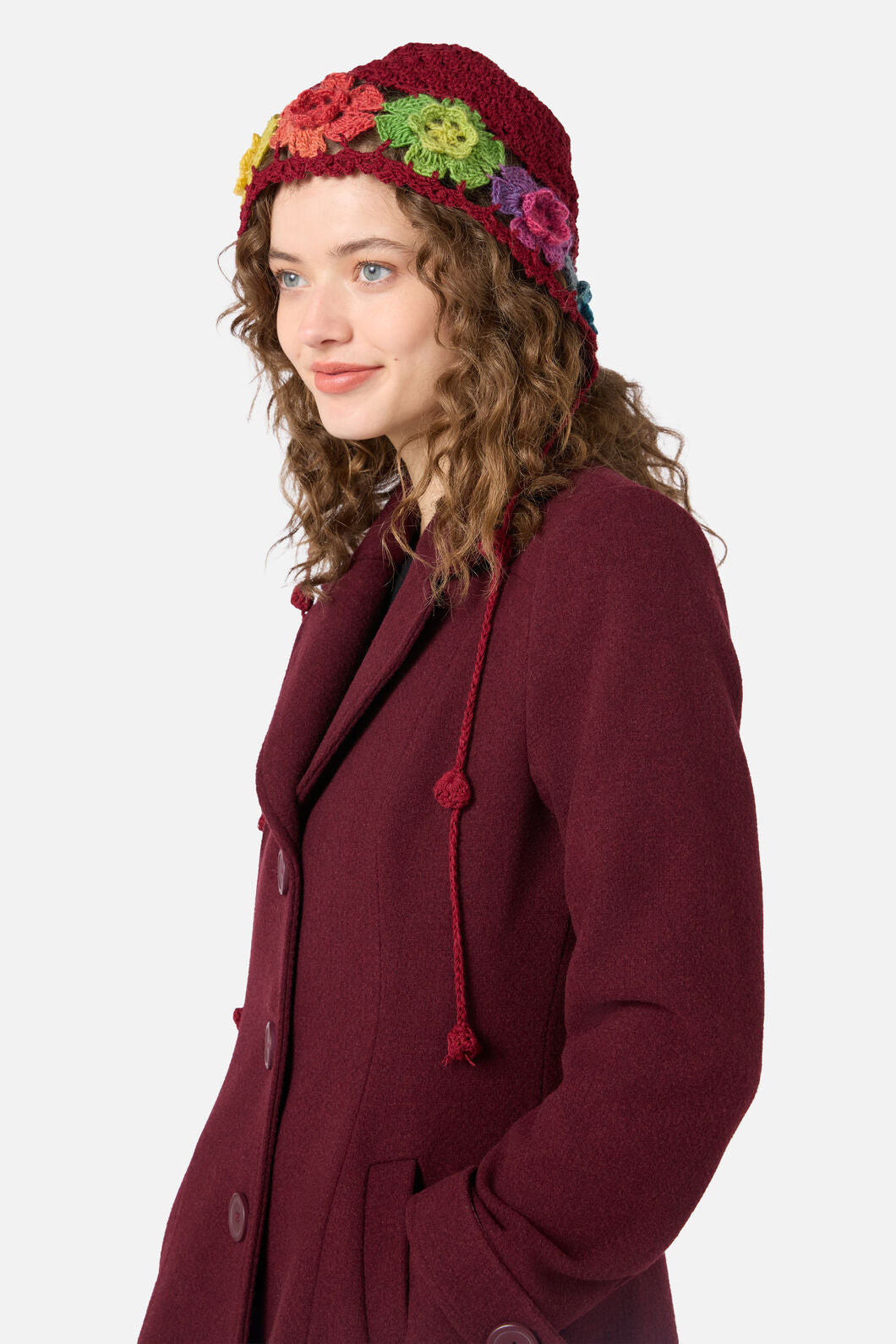 Princess Highway - Knit Flower Bonnet - plum