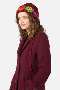 Princess Highway - Knit Flower Bonnet - plum