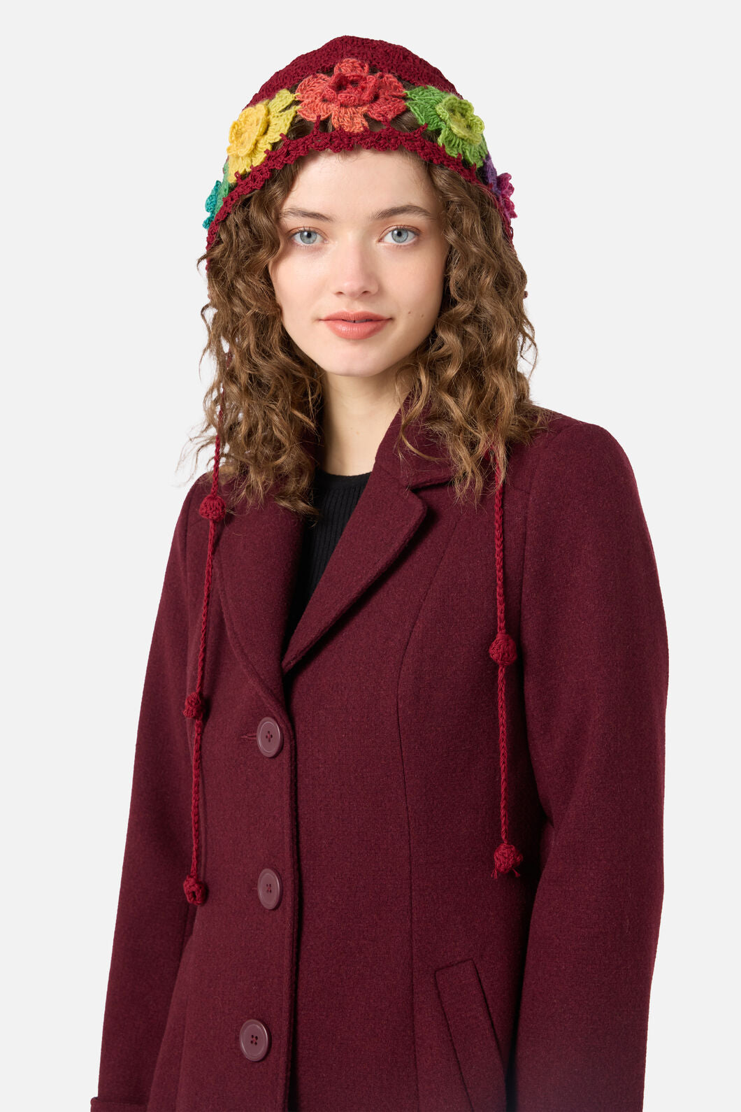 Princess Highway - Knit Flower Bonnet - plum