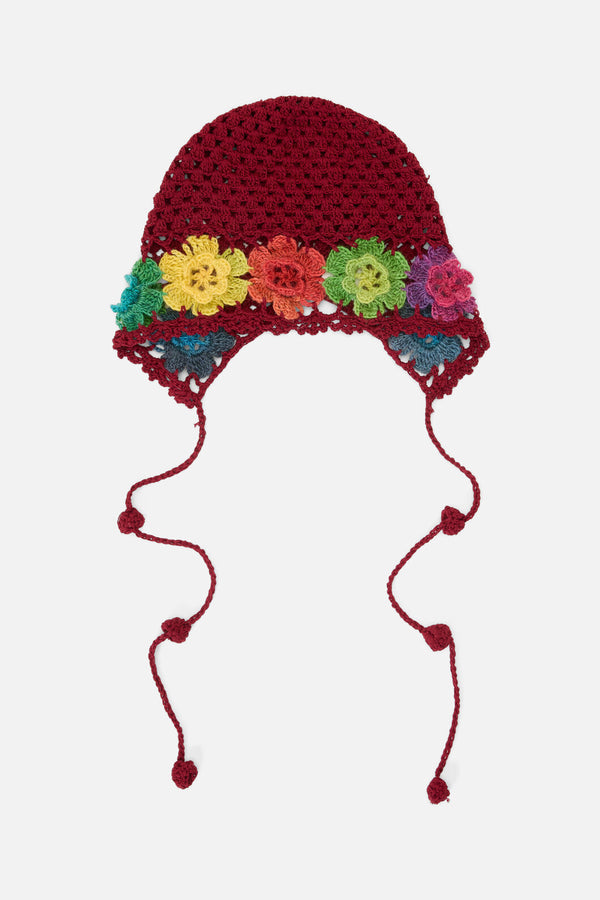 Princess Highway - Knit Flower Bonnet - plum