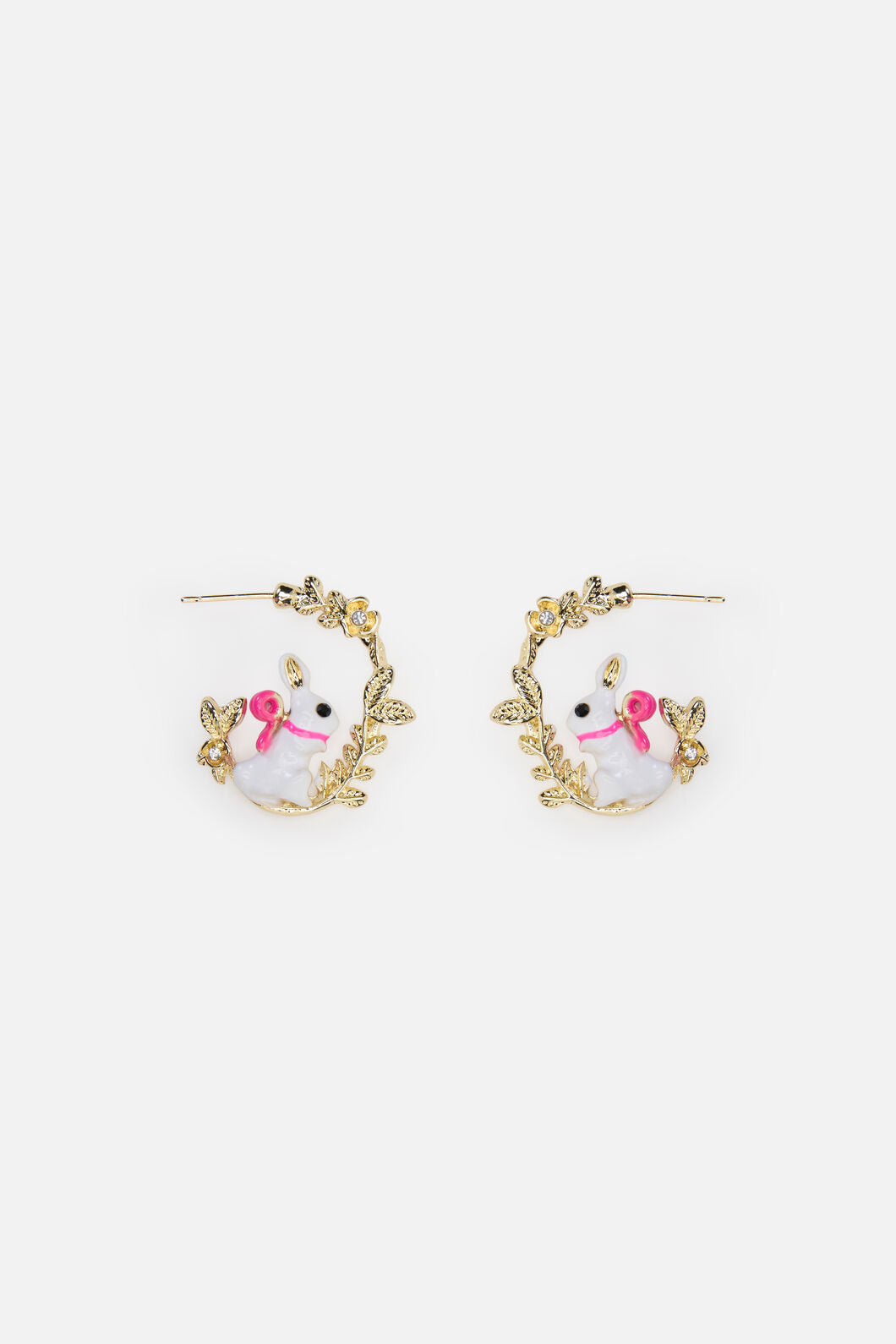 Princess Highway - White Rabbit Hoop Earrings - white