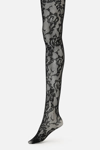 Princess Highway - Black Flower Tights - black