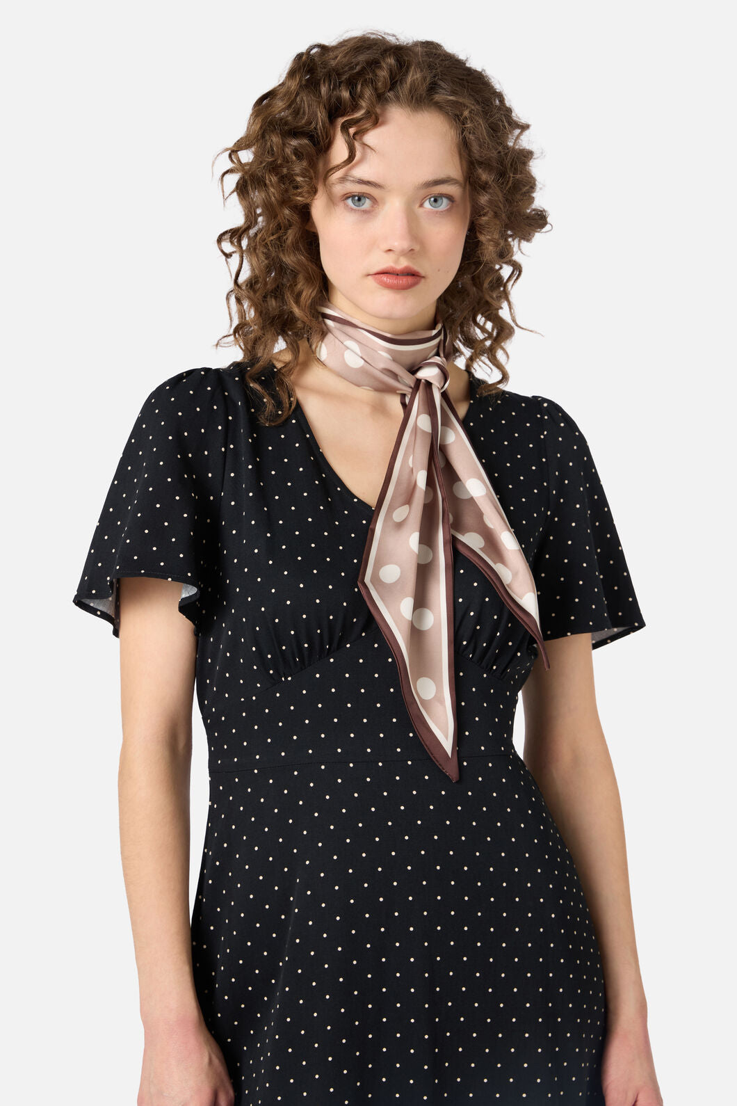 Princess Highway - Narrow Spot Satin Scarf - taupe