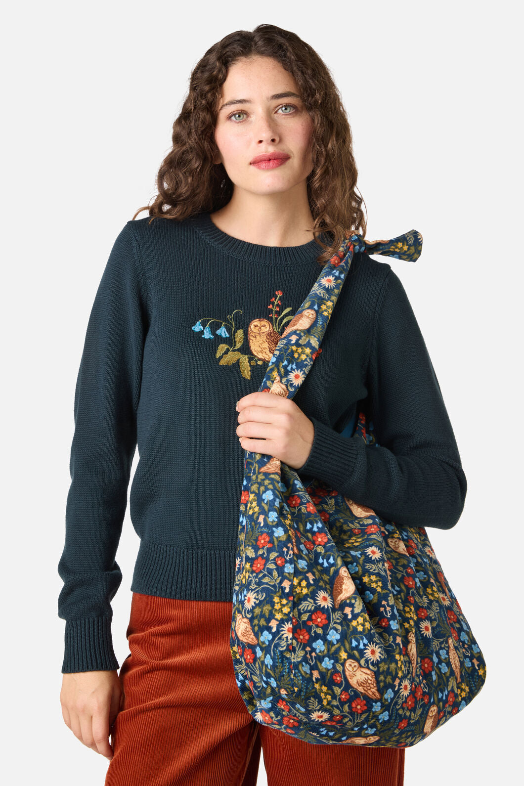 Princess Highway - Owl Cord Tie Tote Bag - teal