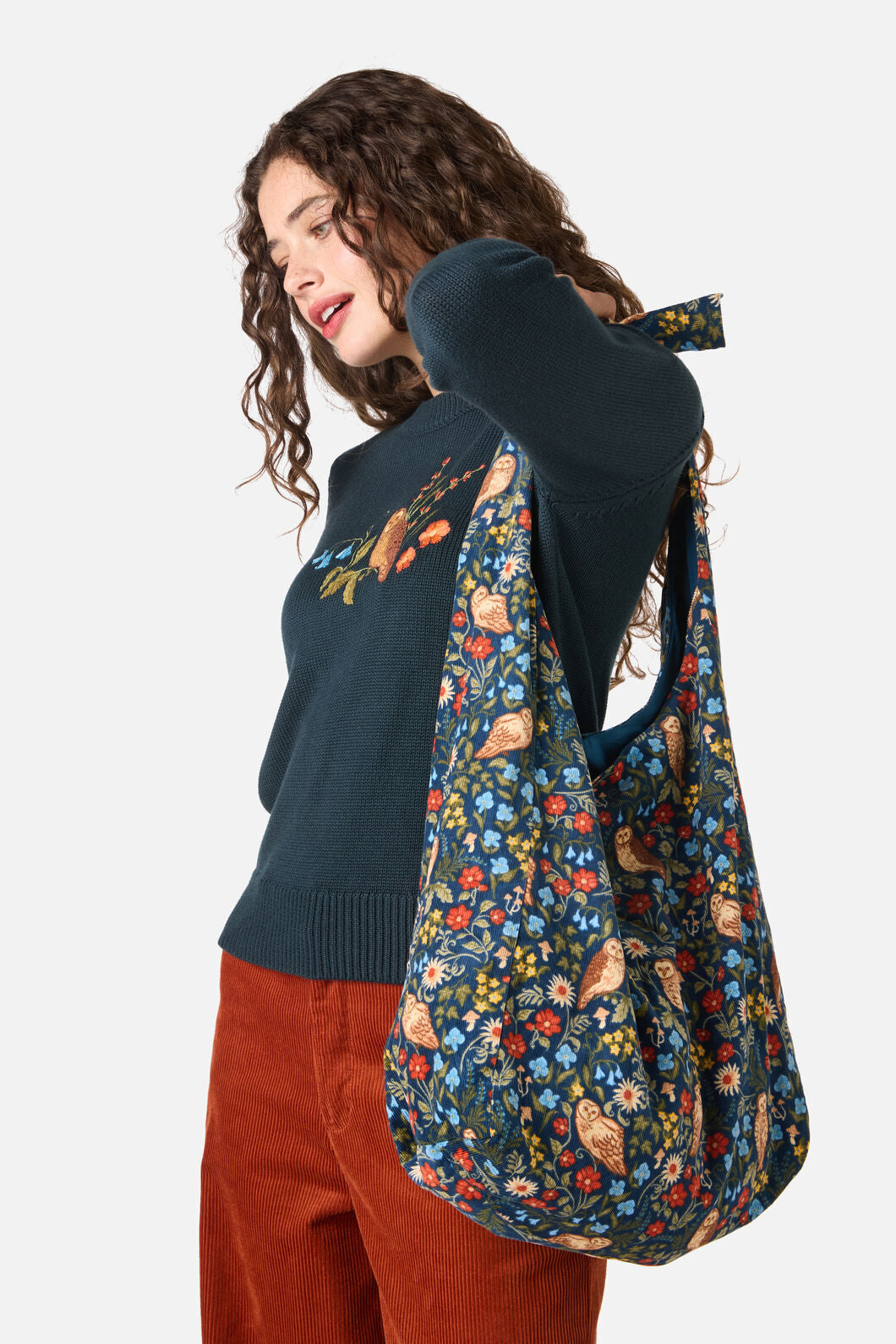 Princess Highway - Owl Cord Tie Tote Bag - teal