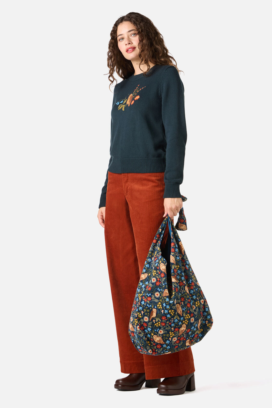 Princess Highway - Owl Cord Tie Tote Bag - teal
