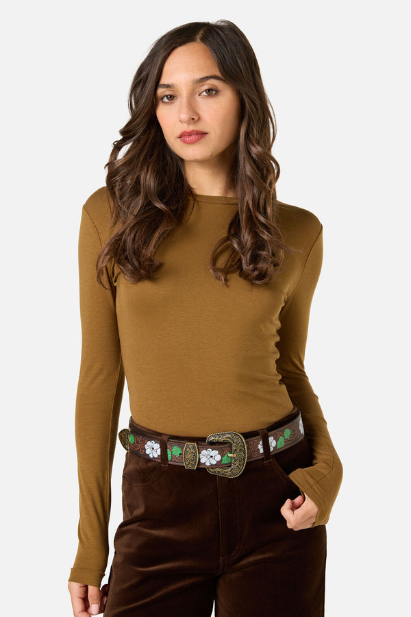 Princess Highway - Beautiful Tooled Belt - chocolate