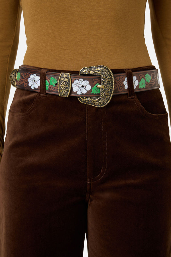 Princess Highway - Beautiful Tooled Belt - chocolate
