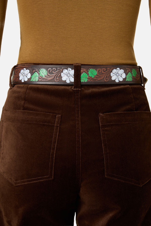 Princess Highway - Beautiful Tooled Belt - chocolate