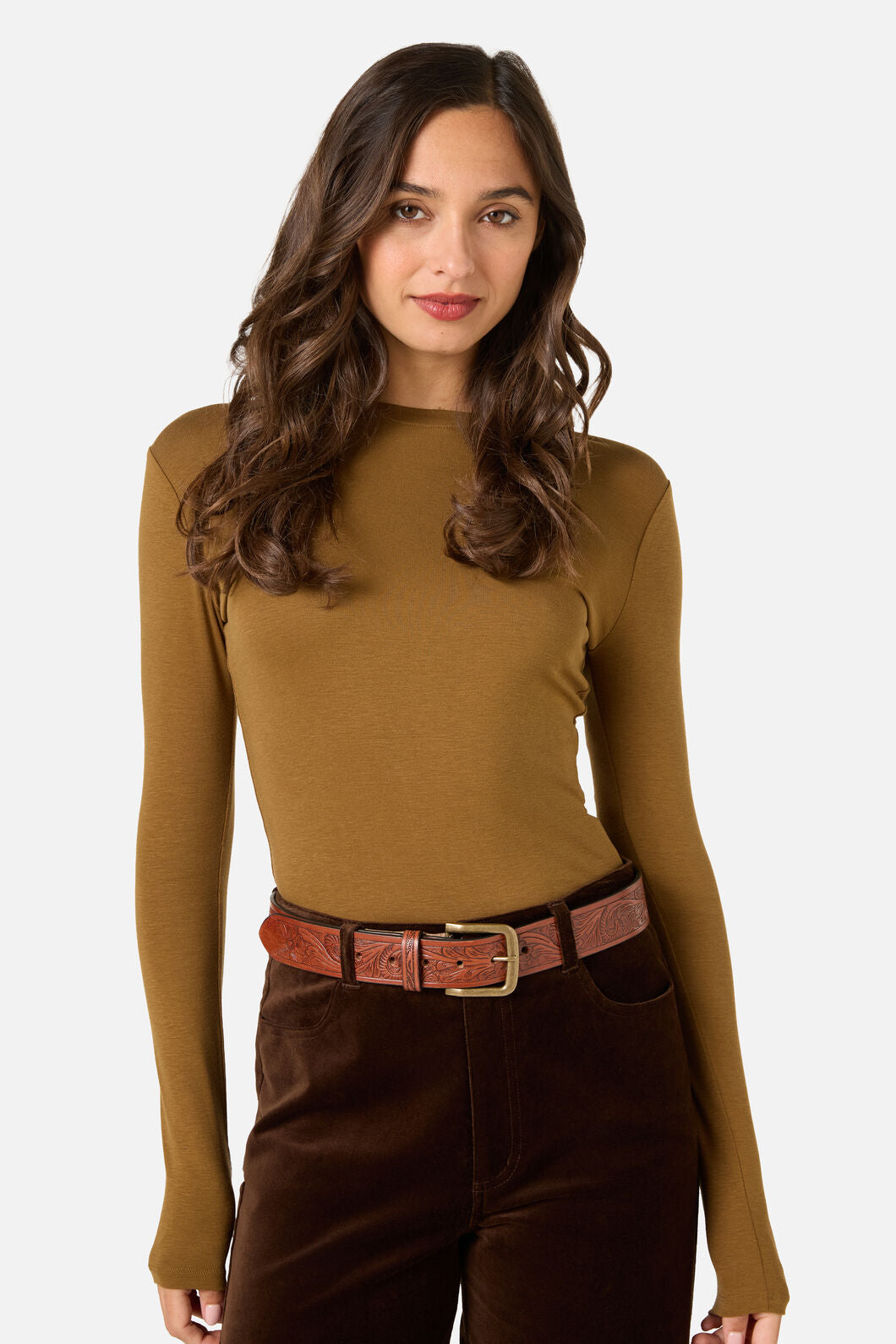 Princess Highway - Classic Carved Leather Belt - tan