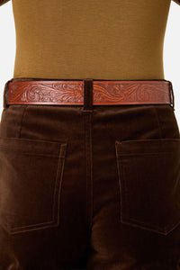 Princess Highway - Classic Carved Leather Belt - tan