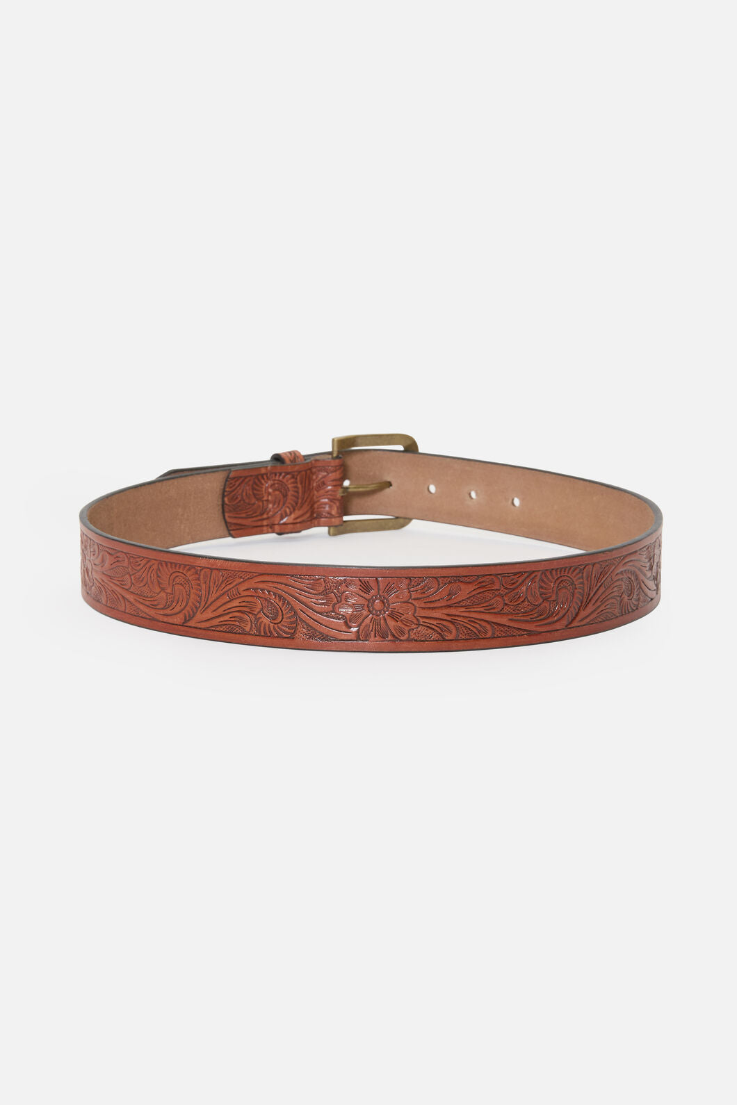 Princess Highway - Classic Carved Leather Belt - tan