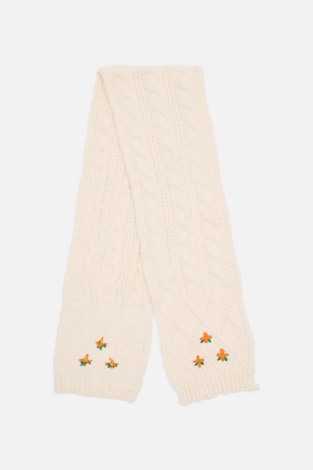 Princess Highway - Daisy Embroidered Knit Scarf - cream
