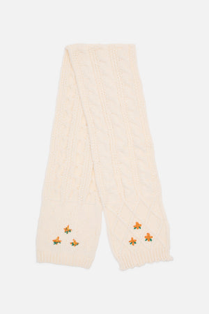 Princess Highway - Daisy Embroidered Knit Scarf - cream