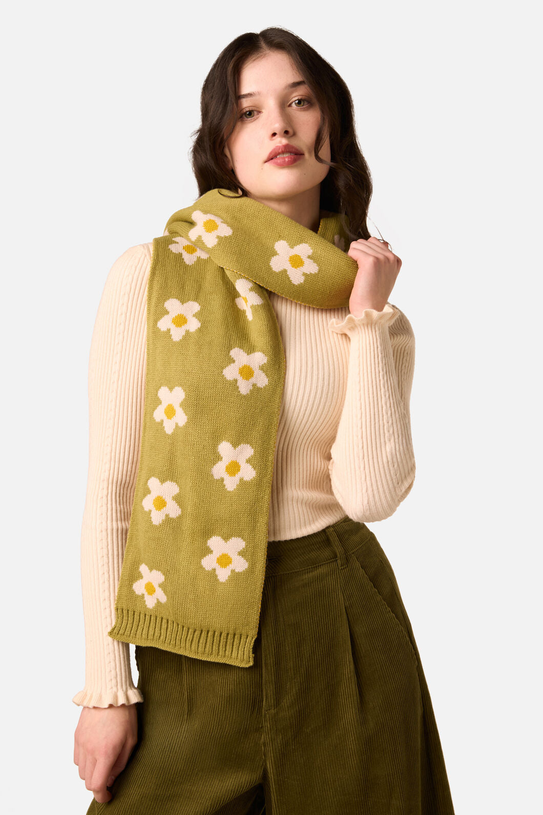 Princess Highway - Daisy Knit Scarf - green