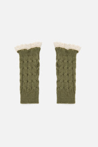 Princess Highway - Fingerless Lace Trim Gloves - olive