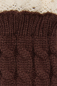 Princess Highway - Fingerless Lace Trim Gloves - chocolate