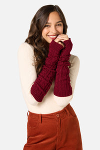 Princess Highway - Dark Red Long FingerlessGloves - dark-red