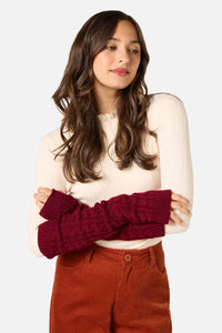Princess Highway - Dark Red Long FingerlessGloves - dark-red