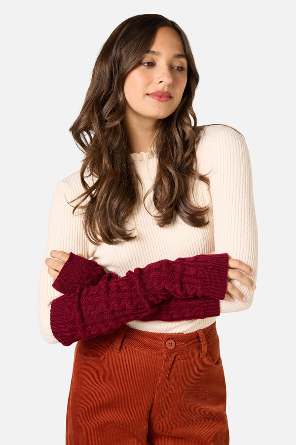 Princess Highway - Dark Red Long FingerlessGloves - dark-red