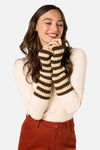 Princess Highway - Long Striped Fingerless Gloves - chocolate
